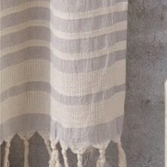 Organic Cotton Loom Weave Spa Bath Towel Gray + Natural Stripe - Picture 1 of 16